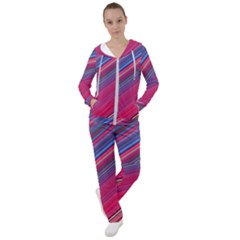Boho Pink Blue Stripes Women s Tracksuit by SpinnyChairDesigns