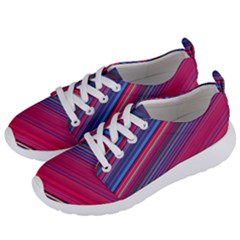 Boho Pink Blue Stripes Women s Lightweight Sports Shoes by SpinnyChairDesigns