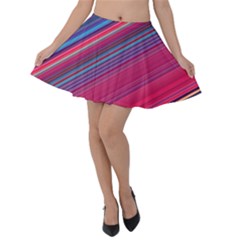 Boho Pink Blue Stripes Velvet Skater Skirt by SpinnyChairDesigns