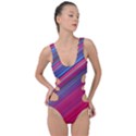 Boho Pink Blue Stripes Side Cut Out Swimsuit View1