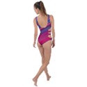Boho Pink Blue Stripes Side Cut Out Swimsuit View2