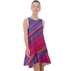 Boho Pink Blue Stripes Frill Swing Dress by SpinnyChairDesigns