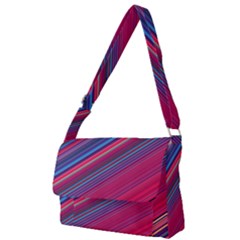 Boho Pink Blue Stripes Full Print Messenger Bag (l) by SpinnyChairDesigns