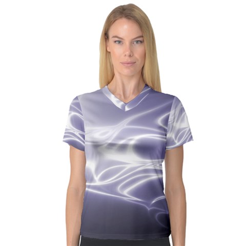 Violet Glowing Swirls V-neck Sport Mesh Tee by SpinnyChairDesigns