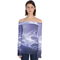Violet Glowing Swirls Off Shoulder Long Sleeve Top by SpinnyChairDesigns