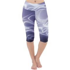 Violet Glowing Swirls Lightweight Velour Cropped Yoga Leggings by SpinnyChairDesigns