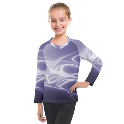 Violet Glowing Swirls Kids  Long Mesh Tee by SpinnyChairDesigns