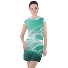 Biscay Green Glow Drawstring Hooded Dress by SpinnyChairDesigns
