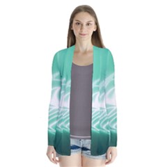 Biscay Green Glow Drape Collar Cardigan by SpinnyChairDesigns