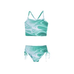 Biscay Green Glow Girls  Tankini Swimsuit by SpinnyChairDesigns