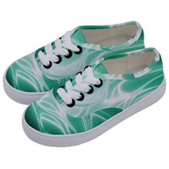 Biscay Green Glow Kids  Classic Low Top Sneakers by SpinnyChairDesigns