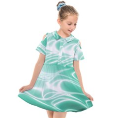Biscay Green Glow Kids  Short Sleeve Shirt Dress by SpinnyChairDesigns