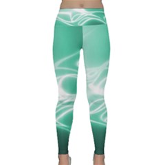 Biscay Green Glow Lightweight Velour Classic Yoga Leggings by SpinnyChairDesigns