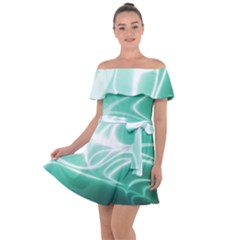Biscay Green Glow Off Shoulder Velour Dress by SpinnyChairDesigns