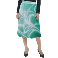 Biscay Green Glow Classic Velour Midi Skirt  by SpinnyChairDesigns