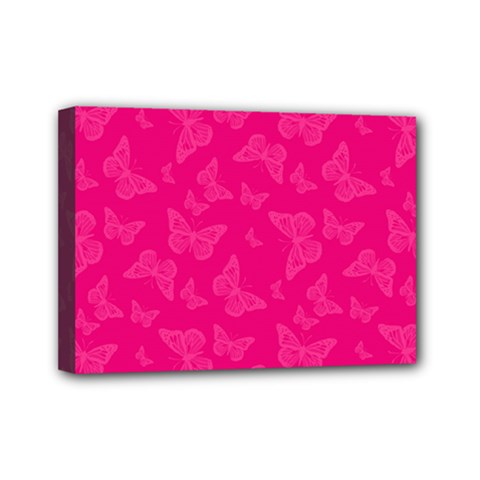 Magenta Pink Butterflies Pattern Mini Canvas 7  x 5  (Stretched)