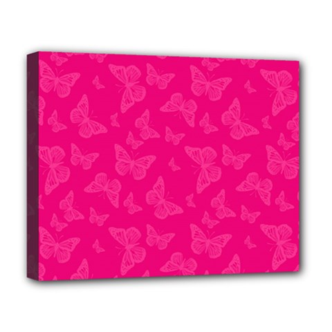 Magenta Pink Butterflies Pattern Deluxe Canvas 20  x 16  (Stretched)