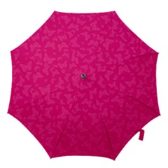 Magenta Pink Butterflies Pattern Hook Handle Umbrellas (Medium)