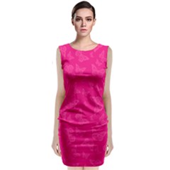 Magenta Pink Butterflies Pattern Classic Sleeveless Midi Dress