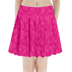 Magenta Pink Butterflies Pattern Pleated Mini Skirt