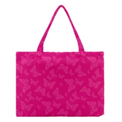 Magenta Pink Butterflies Pattern Medium Tote Bag