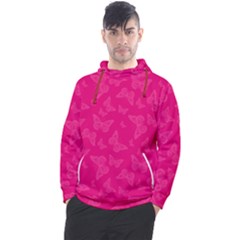 Magenta Pink Butterflies Pattern Men s Pullover Hoodie