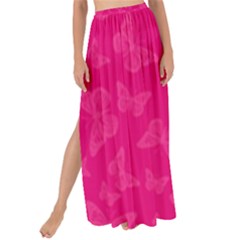 Magenta Pink Butterflies Pattern Maxi Chiffon Tie-Up Sarong