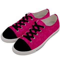 Magenta Pink Butterflies Pattern Men s Low Top Canvas Sneakers