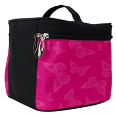 Magenta Pink Butterflies Pattern Make Up Travel Bag (Small)