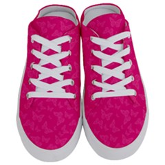 Magenta Pink Butterflies Pattern Half Slippers