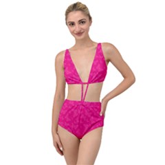 Magenta Pink Butterflies Pattern Tied Up Two Piece Swimsuit