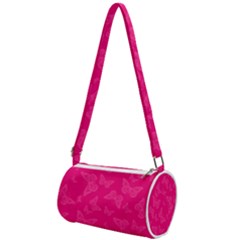 Magenta Pink Butterflies Pattern Mini Cylinder Bag