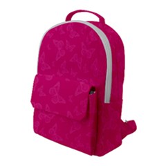 Magenta Pink Butterflies Pattern Flap Pocket Backpack (Large)