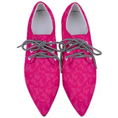 Magenta Pink Butterflies Pattern Pointed Oxford Shoes