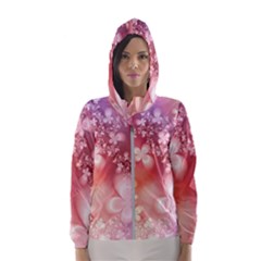 Boho Pastel Pink Floral Print Women s Hooded Windbreaker by SpinnyChairDesigns