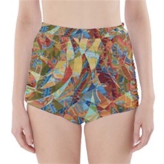 Boho Colorful Mosaic High-waisted Bikini Bottoms by SpinnyChairDesigns