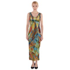 Boho Colorful Mosaic Fitted Maxi Dress by SpinnyChairDesigns