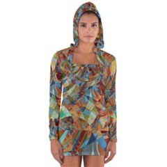 Boho Colorful Mosaic Long Sleeve Hooded T-shirt by SpinnyChairDesigns