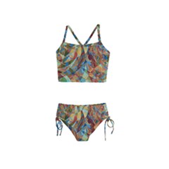 Boho Colorful Mosaic Girls  Tankini Swimsuit by SpinnyChairDesigns