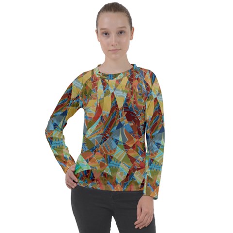 Boho Colorful Mosaic Women s Long Sleeve Raglan Tee by SpinnyChairDesigns