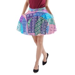 Boho Patchwork A-line Pocket Skirt by SpinnyChairDesigns