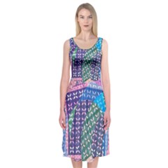 Boho Patchwork Midi Sleeveless Dress by SpinnyChairDesigns