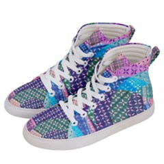 Boho Patchwork Men s Hi-top Skate Sneakers by SpinnyChairDesigns