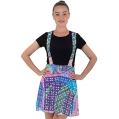 Boho Patchwork Velvet Suspender Skater Skirt by SpinnyChairDesigns