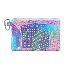 Boho Patchwork Canvas Cosmetic Bag (medium) by SpinnyChairDesigns