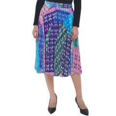 Boho Patchwork Classic Velour Midi Skirt  by SpinnyChairDesigns
