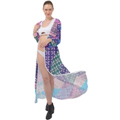 Boho Patchwork Maxi Chiffon Beach Wrap by SpinnyChairDesigns