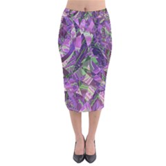 Boho Violet Mosaic Velvet Midi Pencil Skirt by SpinnyChairDesigns