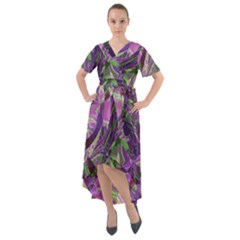 Boho Violet Mosaic Front Wrap High Low Dress by SpinnyChairDesigns