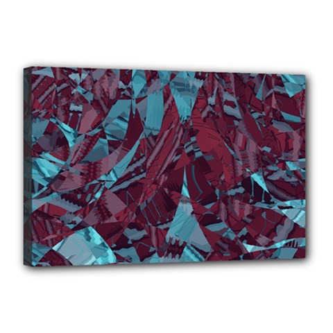 Boho Teal Wine Mosaic Canvas 18  X 12  (stretched)